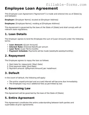 Printable Employee Loan Agreement Form