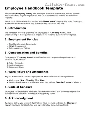 Printable Employee Handbook Form