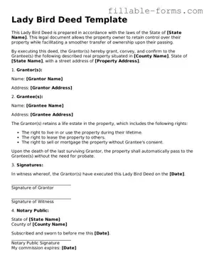 Printable Lady Bird Deed Form