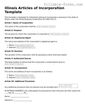 Printable  Articles of Incorporation Form for Illinois