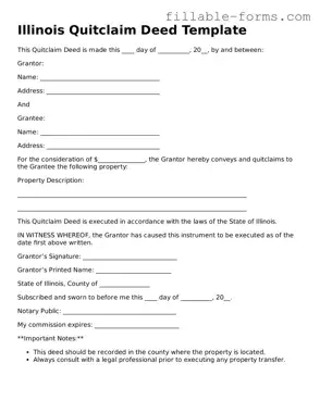 Printable  Quitclaim Deed Form for Illinois
