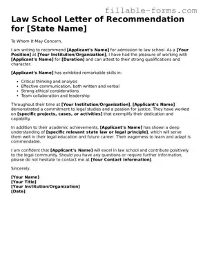 Printable Law School Letter of Recommendation Form