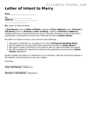 Printable Letter of Intent to Marry Form