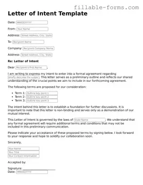 Printable Letter of Intent Form