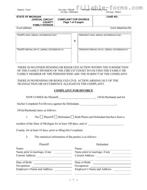 Fill Out a Valid Michigan Complaint Divorce Template