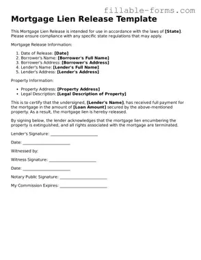 Printable Mortgage Lien Release Form
