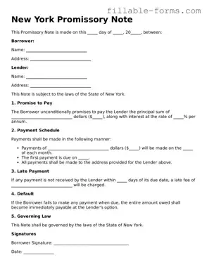 Printable  Promissory Note Form for New York