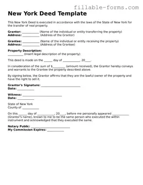 Printable  Deed Form for New York