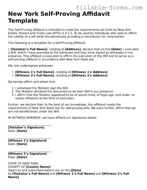 Printable  Self-Proving Affidavit Form for New York