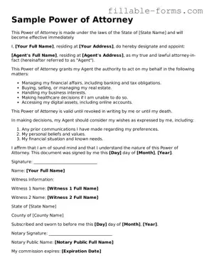 Printable Power of Attorney Form