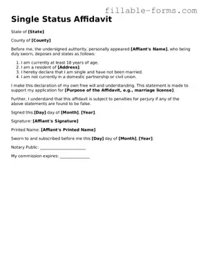 Printable Single Status Affidavit Form
