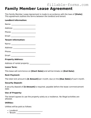 Printable Family Member Lease Agreement Form