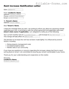 Printable Rent Increase Letter Form