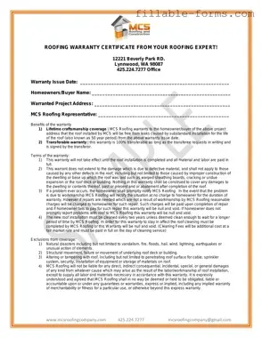 Fill Out a Valid Roofing Warranty Certificate Template