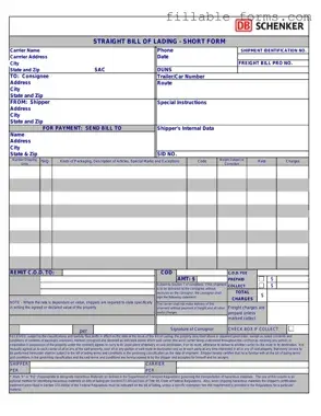 Fill Out a Valid Straight Bill Of Lading Template