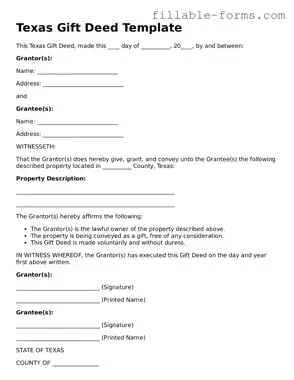 Printable  Gift Deed Form for Texas