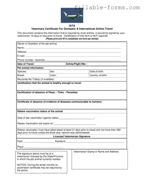 Fill Out a Valid Veterinary Certificate Travel Template