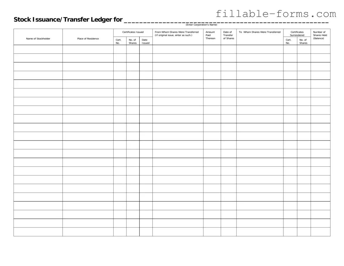 Fill Out a Valid Stock Transfer Ledger Template