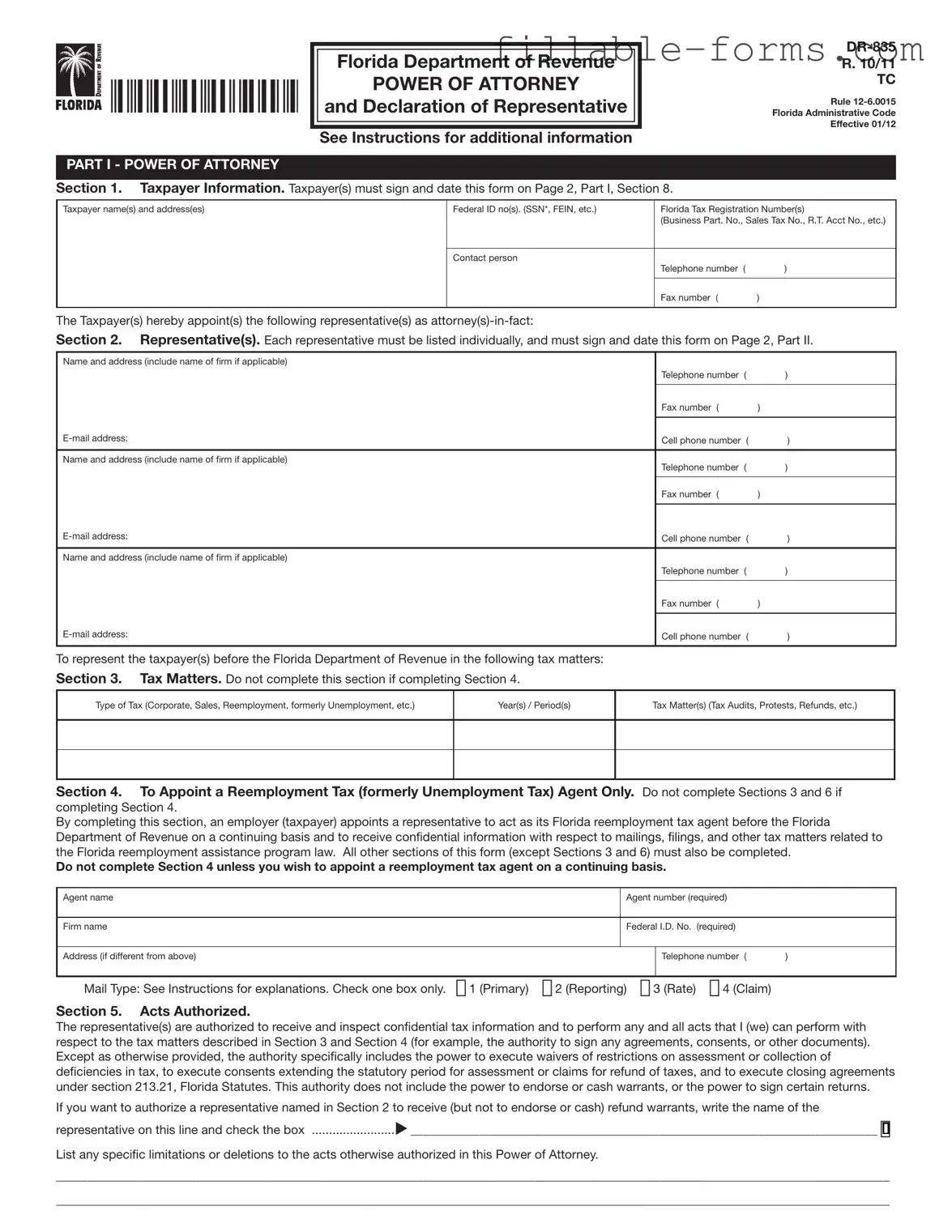 Fill Out a Valid Tax POA dr 835 Template