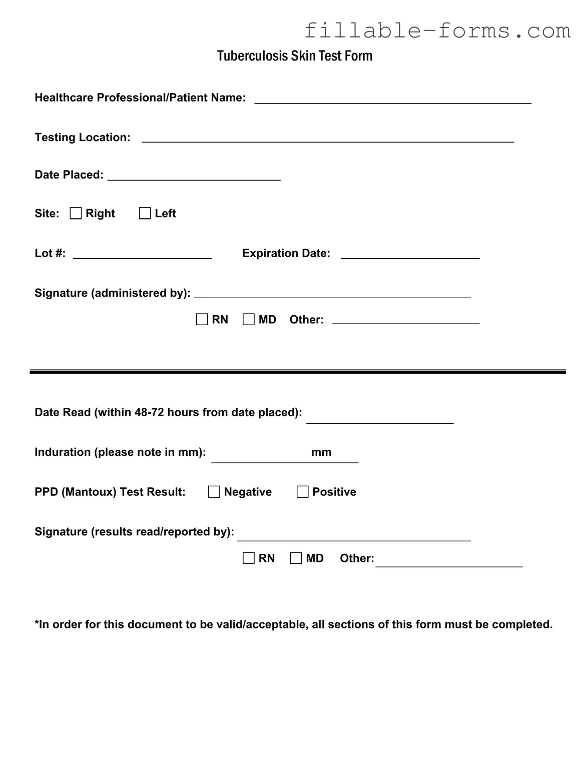 Fill Out a Valid Tb Test Template
