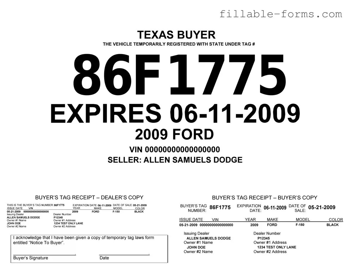 Fill Out a Valid Texas Temporary Tag Template
