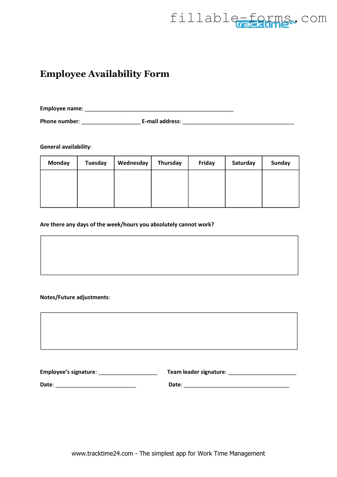 Fill Out a Valid Employee Availability Template