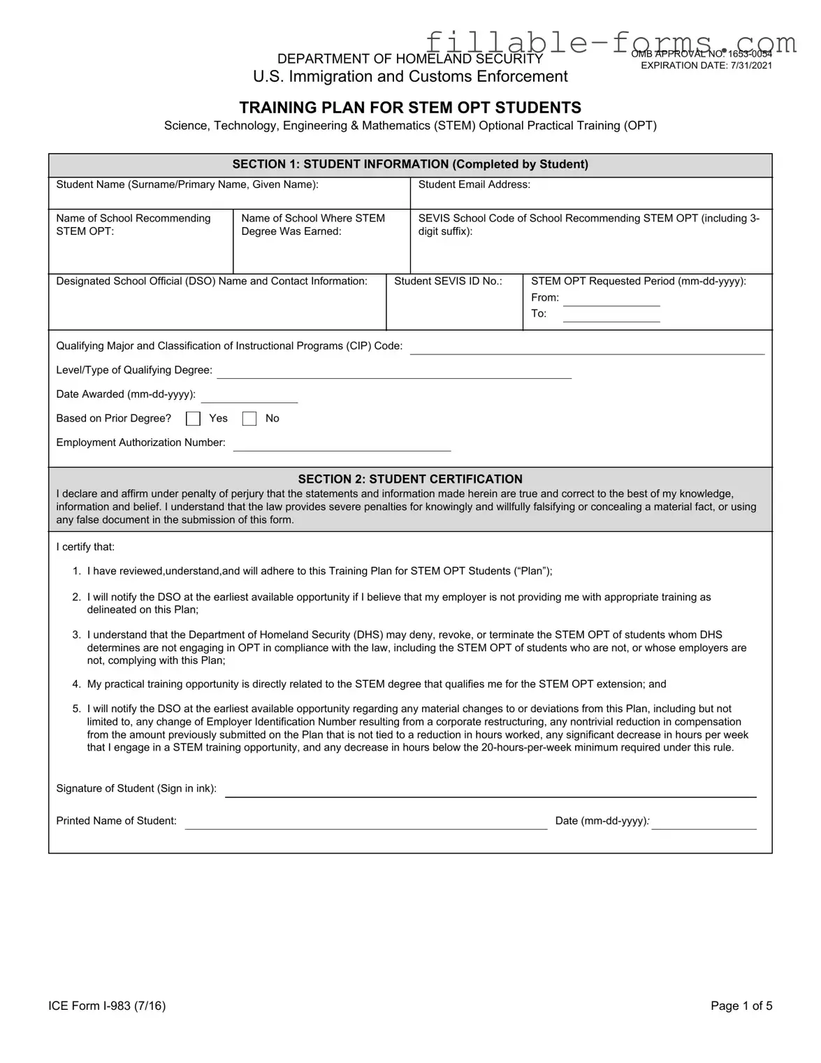 Fill Out a Valid ICE I-983 Template