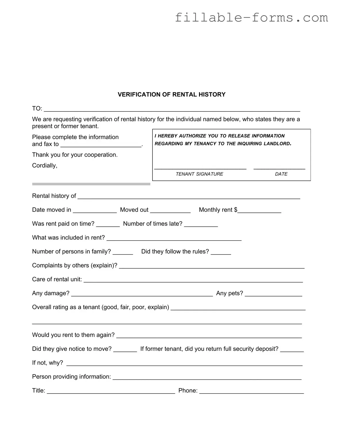 Fill Out a Valid Verification Rental Template